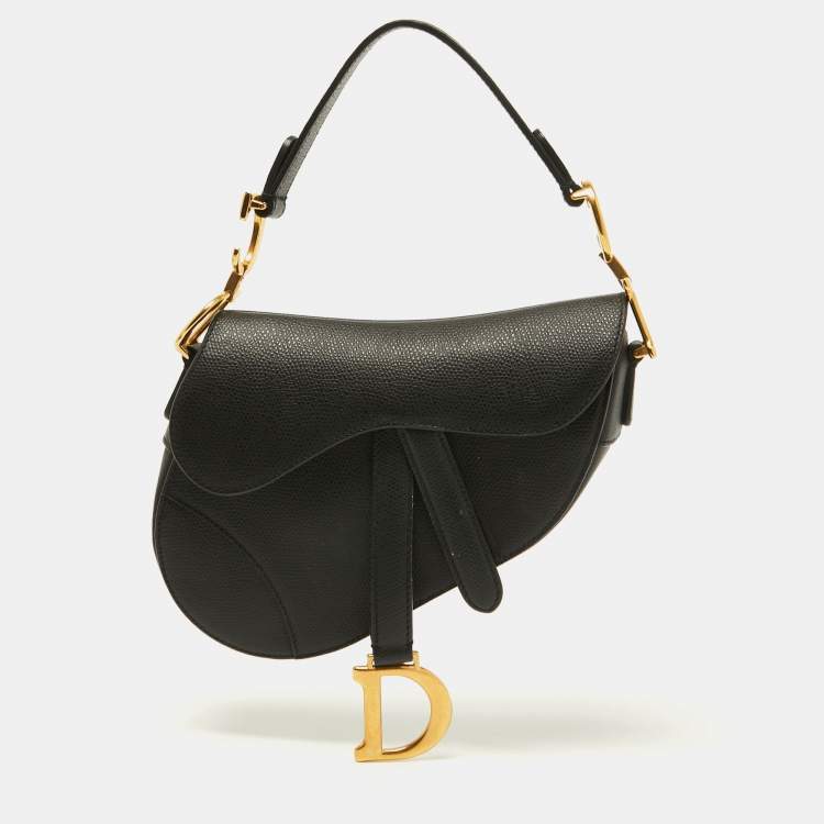 Pre Owned Dior Black Leather Mini Saddle Bag