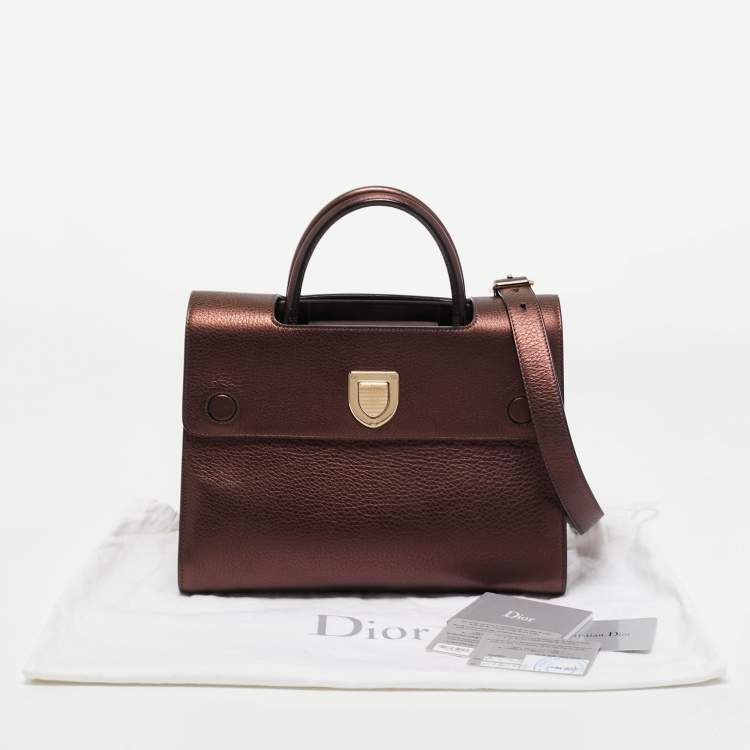 Pre Owned Dior Bronze Leather Medium Diorever Bag