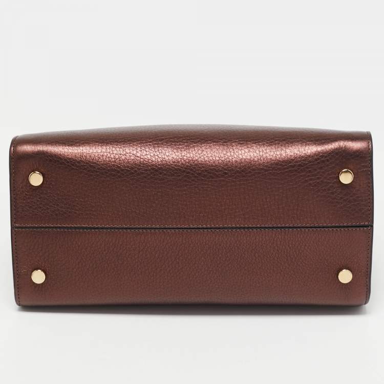 Pre Owned Dior Bronze Leather Medium Diorever Bag