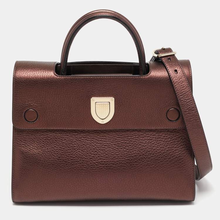 Pre Owned Dior Bronze Leather Medium Diorever Bag