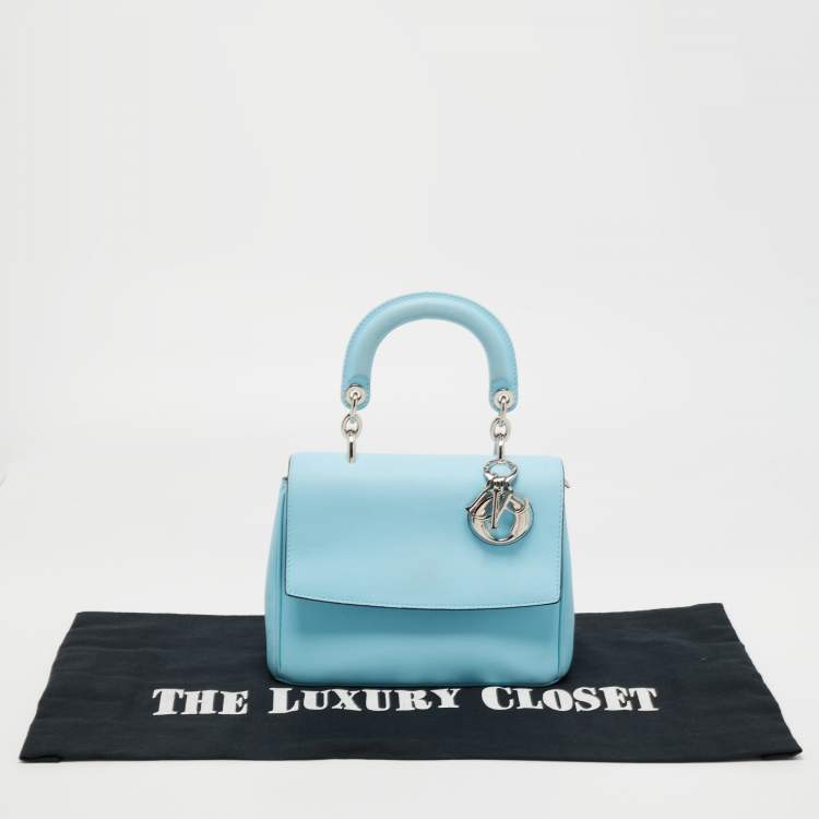 Pre Owned Dior Sky Blue Leather Mini Be Dior Top Handle Bag