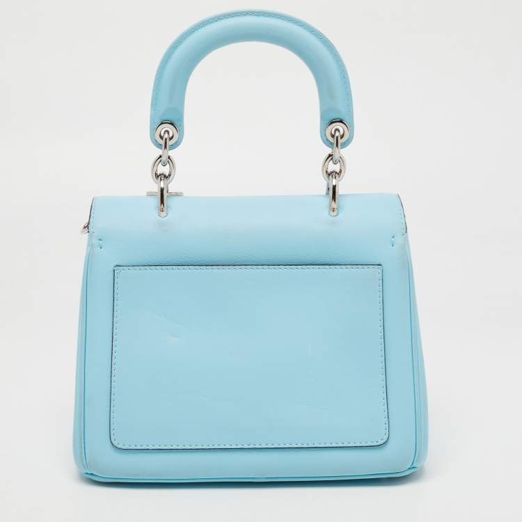 Pre Owned Dior Sky Blue Leather Mini Be Dior Top Handle Bag
