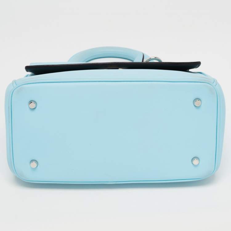 Pre Owned Dior Sky Blue Leather Mini Be Dior Top Handle Bag