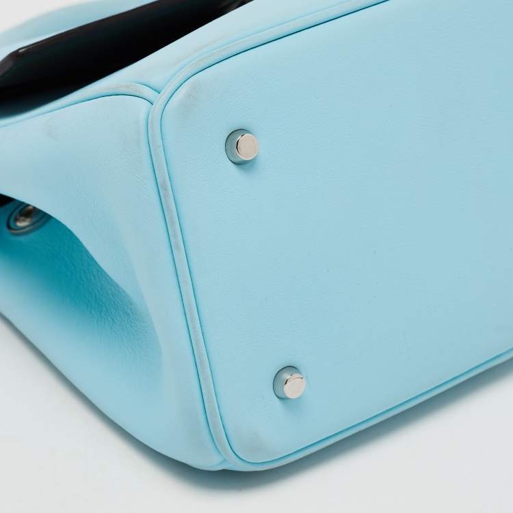Pre Owned Dior Sky Blue Leather Mini Be Dior Top Handle Bag