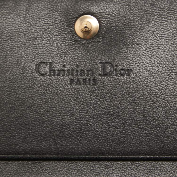 Pre Owned Dior Black Cannage Leather Lady Dior Card Case
