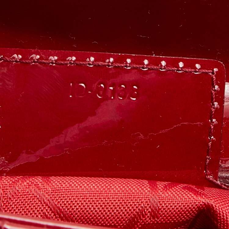 Pre Owned Dior Red Cannage Patent Leather Medium Lady Dior Tote