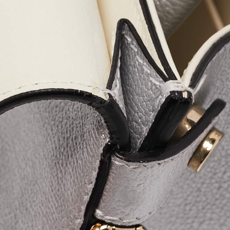 Pre Owned Dior Matte Silver Leather Mini Diorever Top Handle Bag