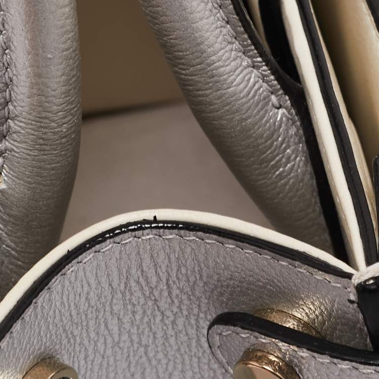Pre Owned Dior Matte Silver Leather Mini Diorever Top Handle Bag