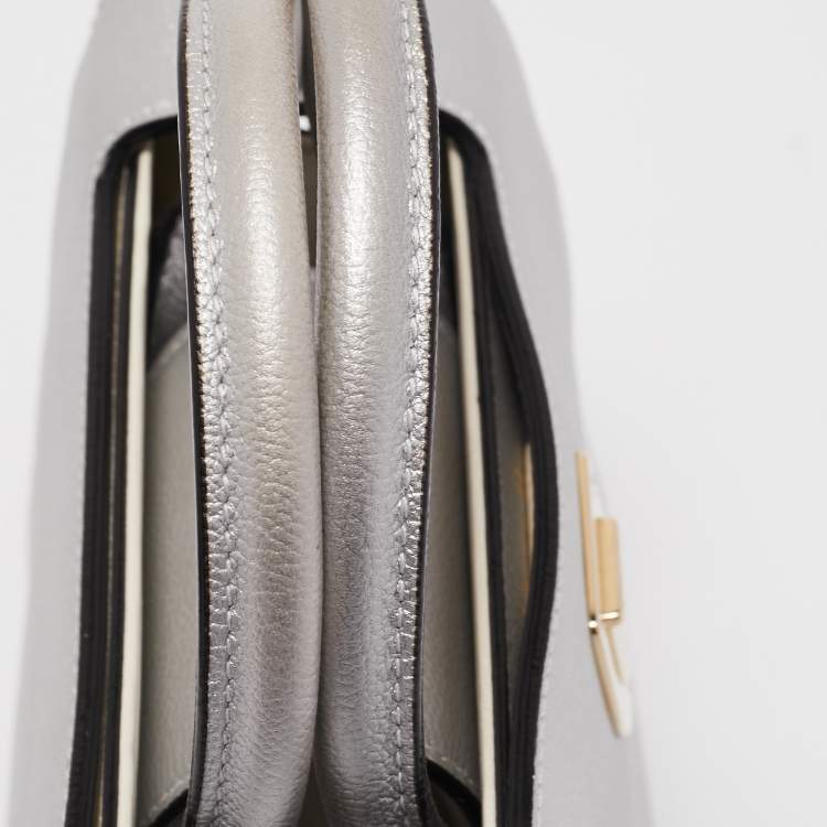 Pre Owned Dior Matte Silver Leather Mini Diorever Top Handle Bag