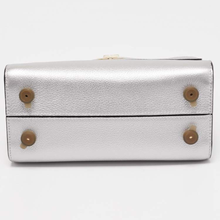 Pre Owned Dior Matte Silver Leather Mini Diorever Top Handle Bag