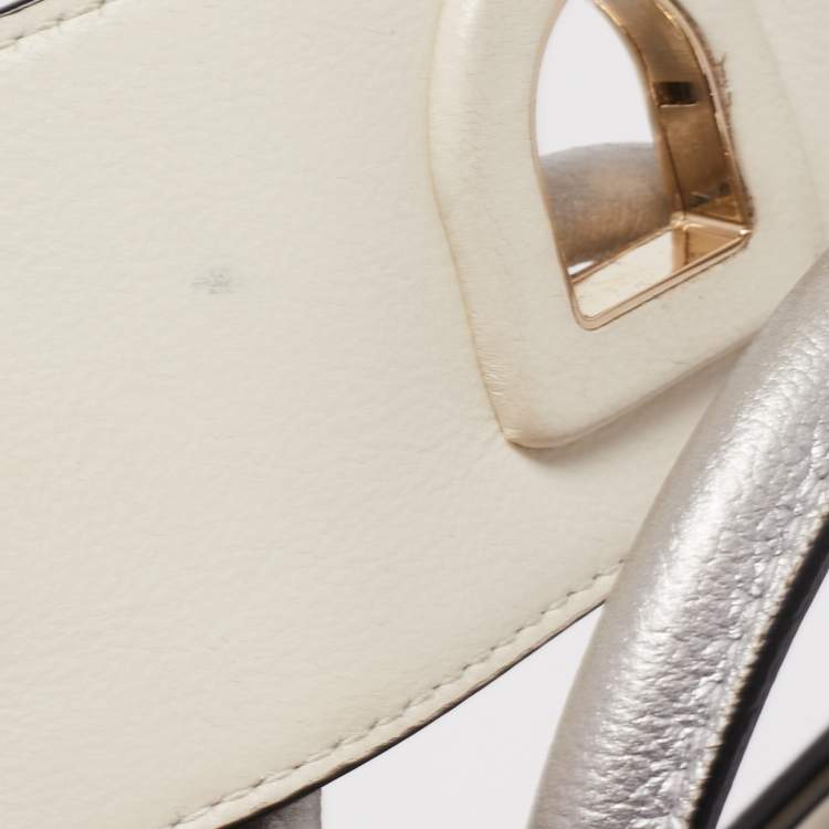 Pre Owned Dior Matte Silver Leather Mini Diorever Top Handle Bag