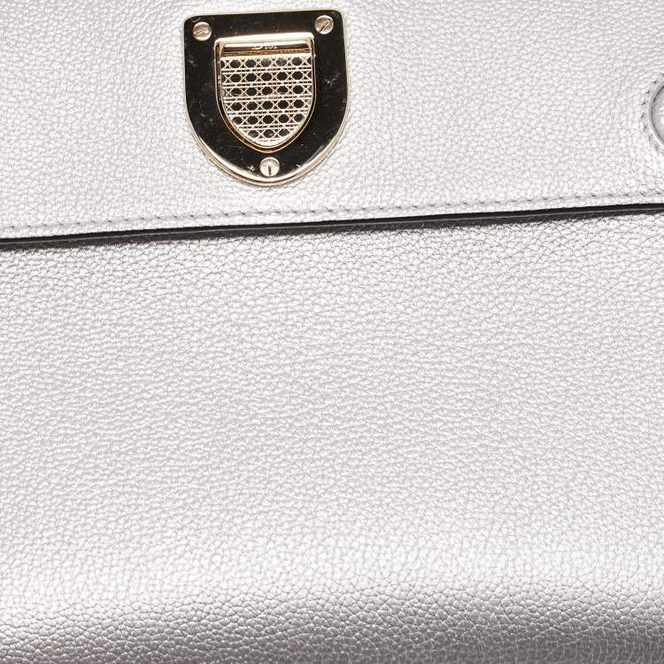 Pre Owned Dior Matte Silver Leather Mini Diorever Top Handle Bag