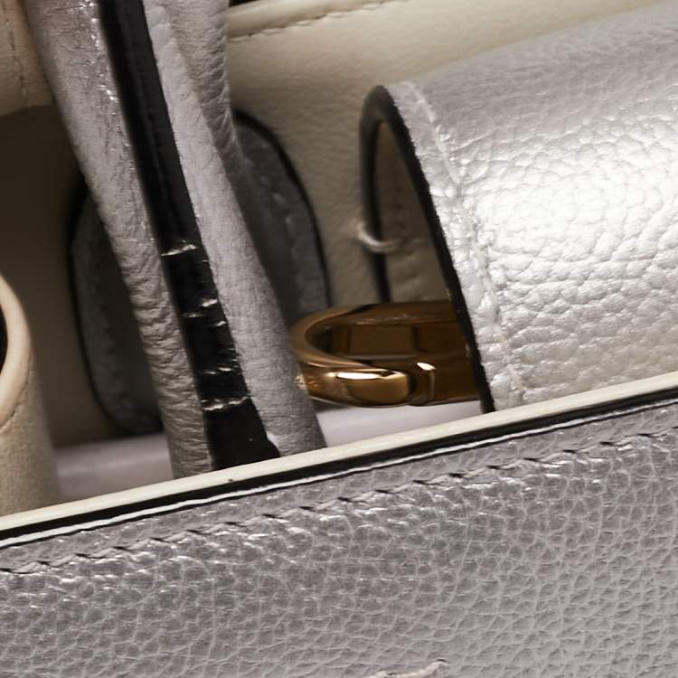 Pre Owned Dior Matte Silver Leather Mini Diorever Top Handle Bag