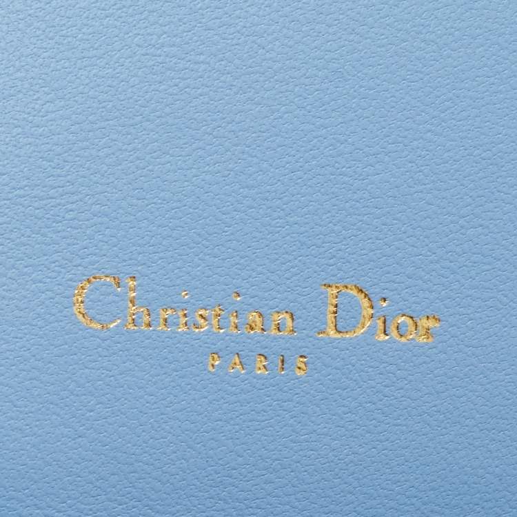 Pre Owned Dior Light Blue Cannage Leather Caro Belt Pouch with Chain