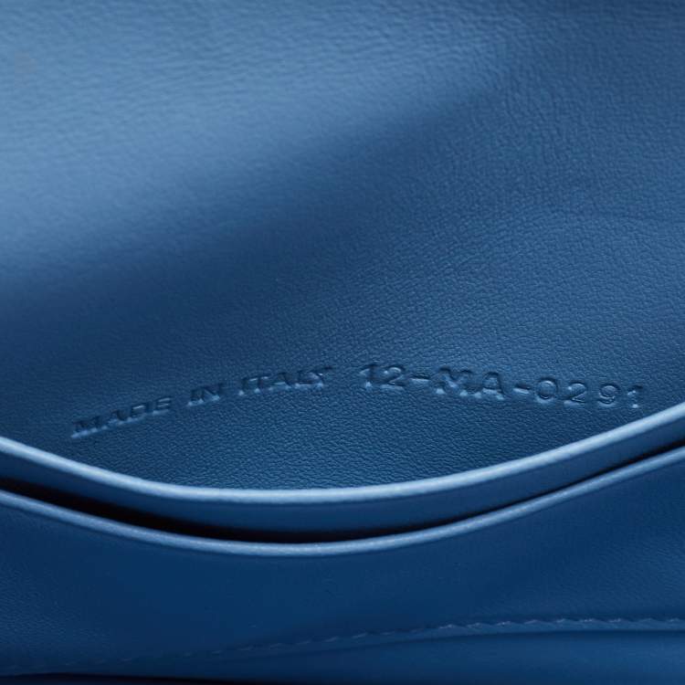 Pre Owned Dior Light Blue Cannage Leather Caro Belt Pouch with Chain