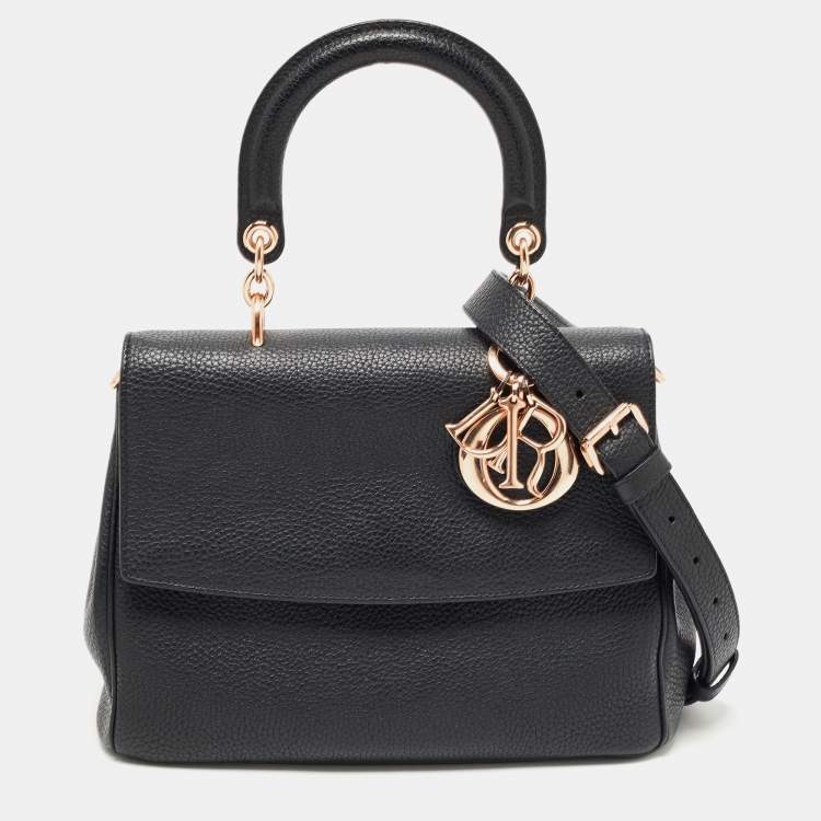 Pre Owned Dior Black Leather Small Be Dior Flap Top Handle Bag