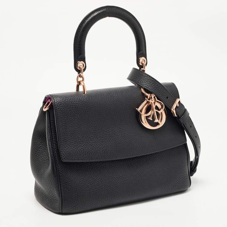 Pre Owned Dior Black Leather Small Be Dior Flap Top Handle Bag