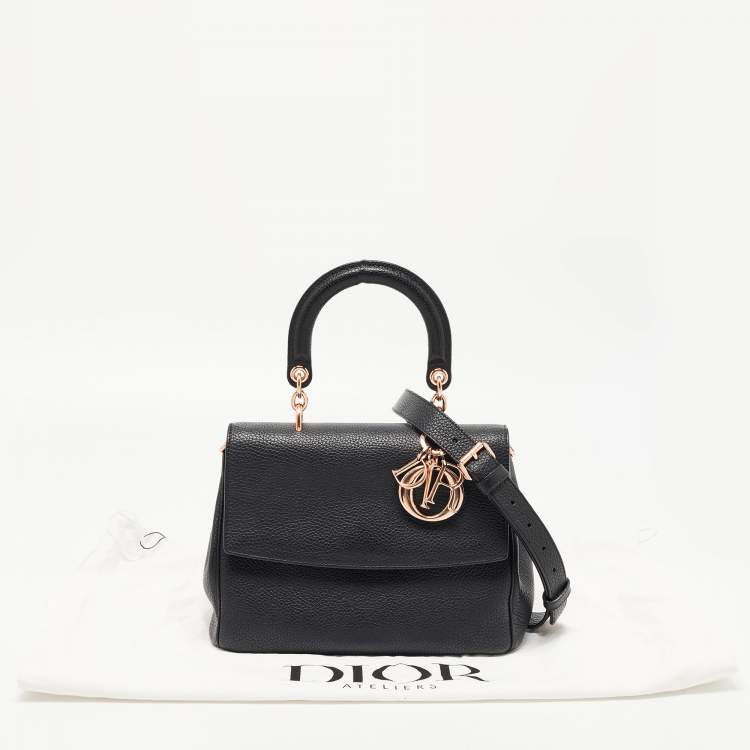 Pre Owned Dior Black Leather Small Be Dior Flap Top Handle Bag