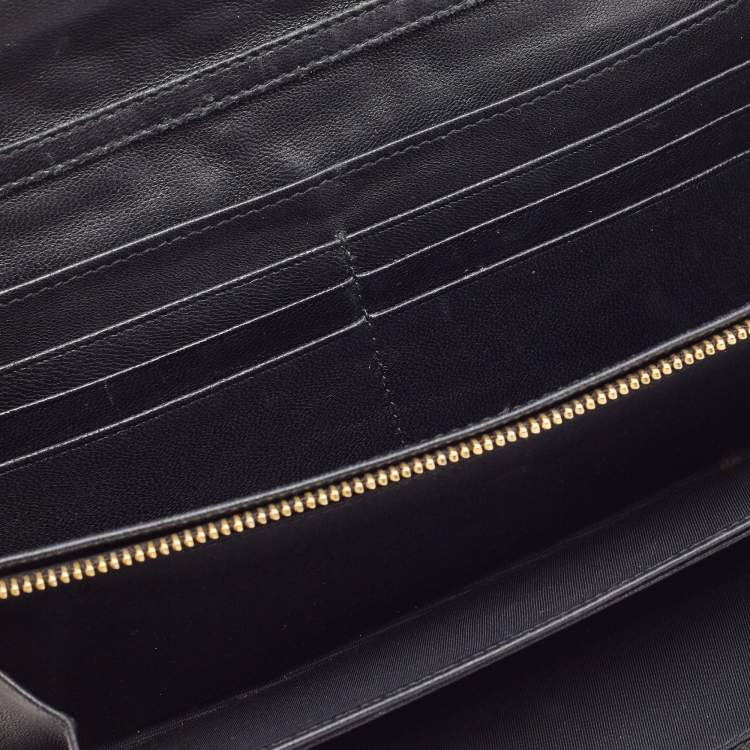 Pre Owned Dior Black Cannage Patent Leather Rendezvous Wallet on Chain