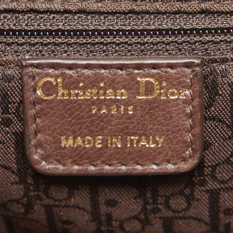Pre Owned Dior Dark Brown Leather Medium Plisse Frame Bag