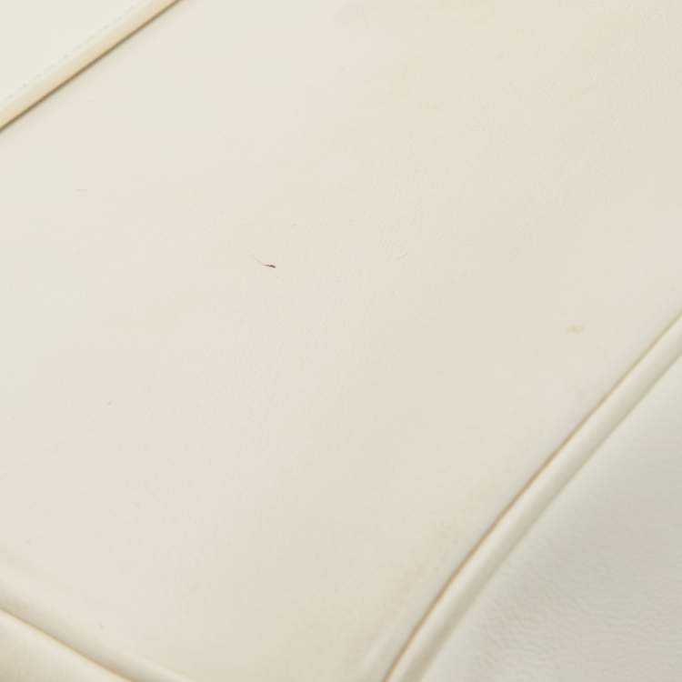 Pre Owned Dior White/Black Leather Large Be Dior Flap Top Handle Bag