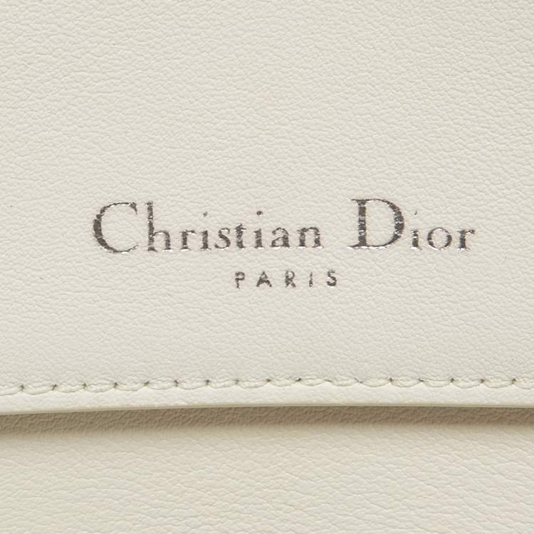 Pre Owned Dior White/Black Leather Large Be Dior Flap Top Handle Bag