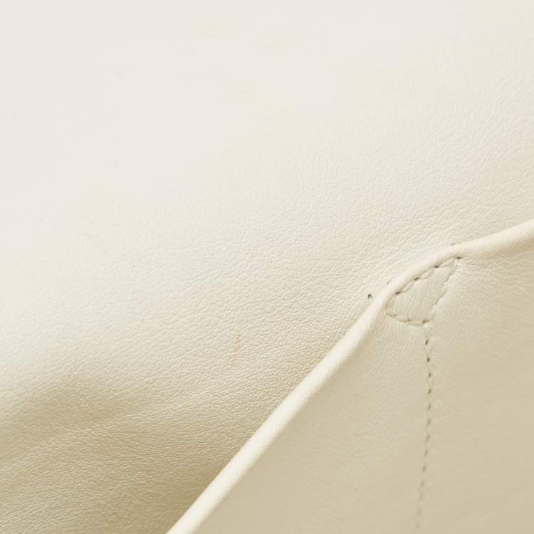 Pre Owned Dior White/Black Leather Large Be Dior Flap Top Handle Bag