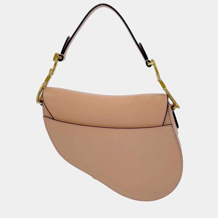 Pre Owned Dior Pink Leather Mini Saddle Bag