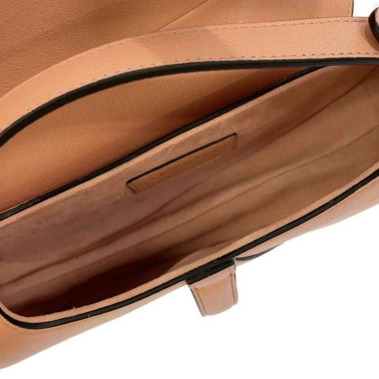 Pre Owned Dior Pink Leather Mini Saddle Bag