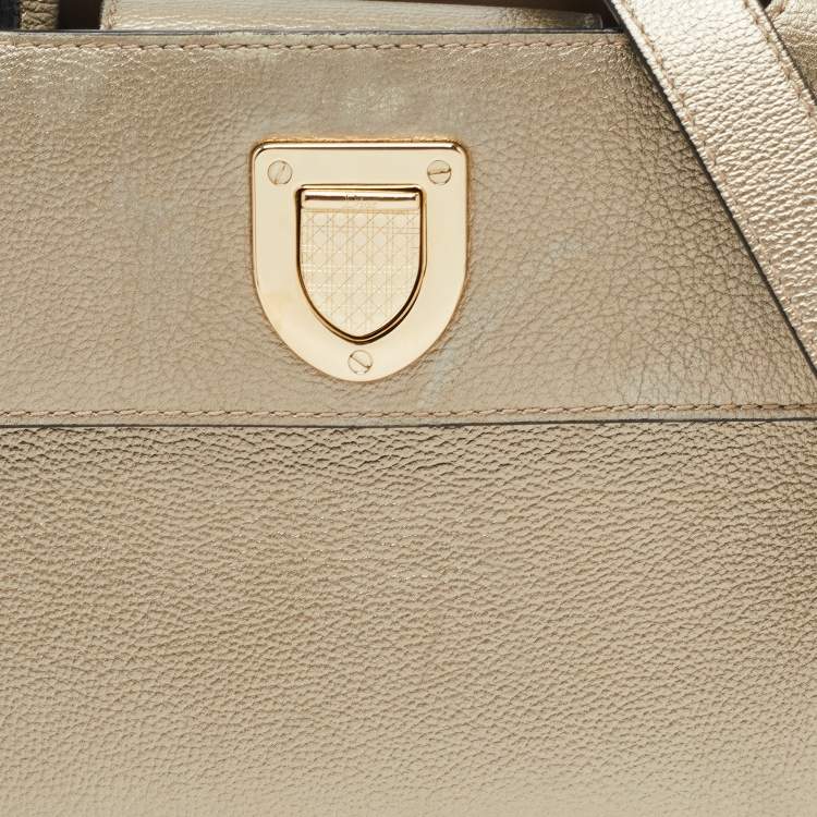 Pre Owned Dior Gold Leather Mini Diorever Top Handle Bag