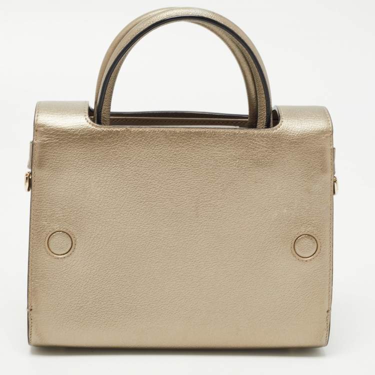 Pre Owned Dior Gold Leather Mini Diorever Top Handle Bag