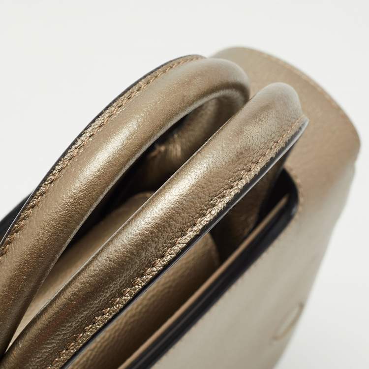 Pre Owned Dior Gold Leather Mini Diorever Top Handle Bag