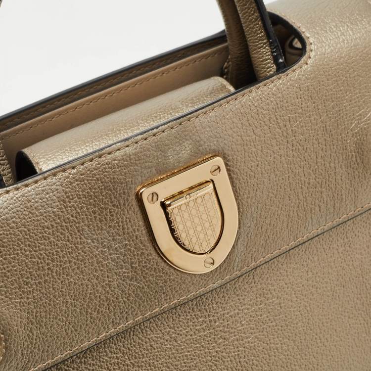 Pre Owned Dior Gold Leather Mini Diorever Top Handle Bag