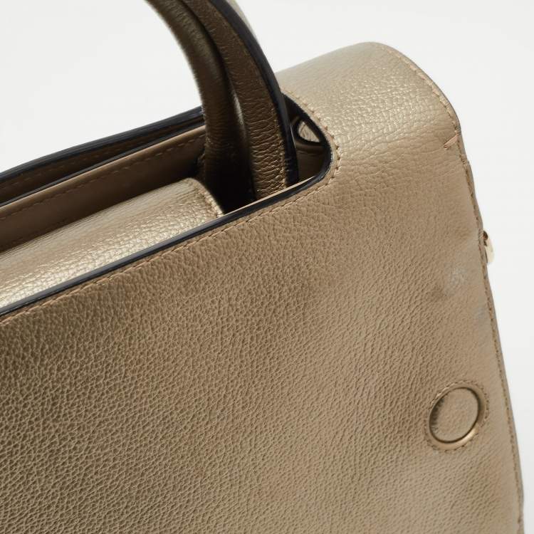Pre Owned Dior Gold Leather Mini Diorever Top Handle Bag