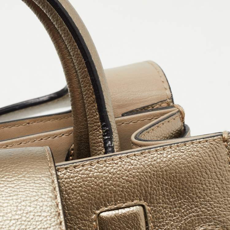 Pre Owned Dior Gold Leather Mini Diorever Top Handle Bag