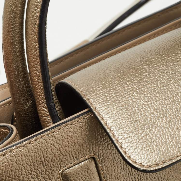 Pre Owned Dior Gold Leather Mini Diorever Top Handle Bag