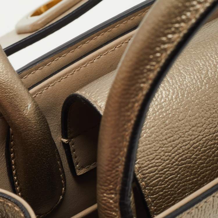 Pre Owned Dior Gold Leather Mini Diorever Top Handle Bag