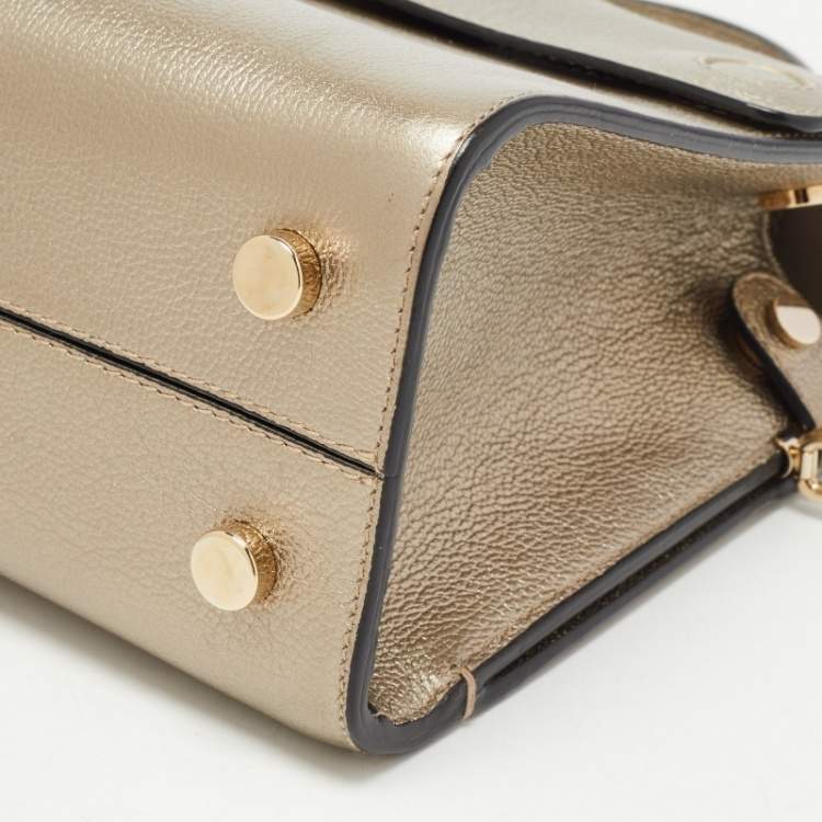 Pre Owned Dior Gold Leather Mini Diorever Top Handle Bag