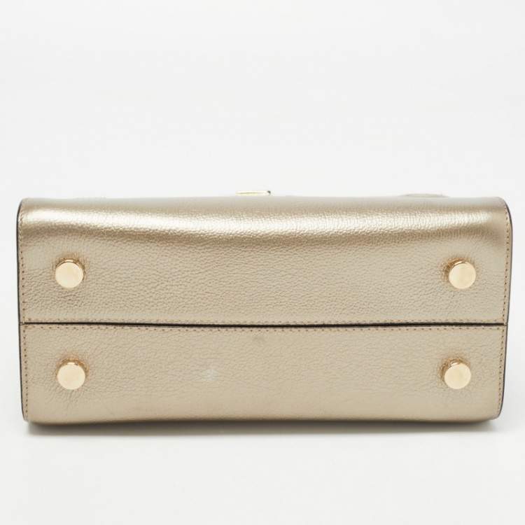 Pre Owned Dior Gold Leather Mini Diorever Top Handle Bag