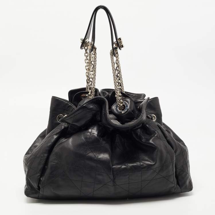 Pre Owned Dior Black Cannage Leather Le Trente Hobo