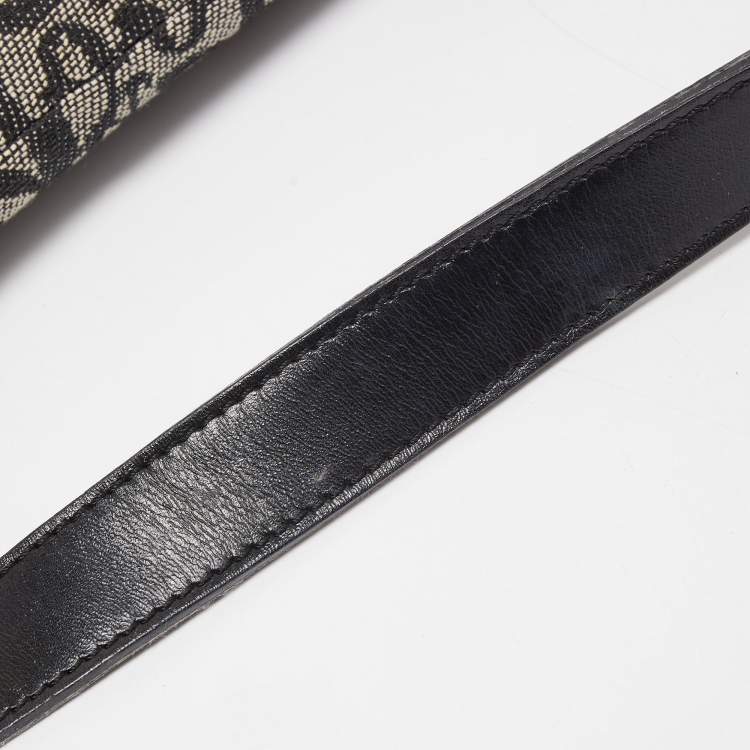 Pre Owned Dior Black Oblique Canvas  and Leather Saddle Bag