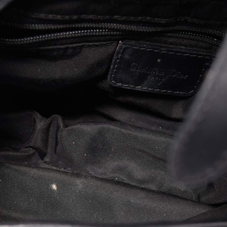 Pre Owned Dior Black Oblique Canvas  and Leather Saddle Bag