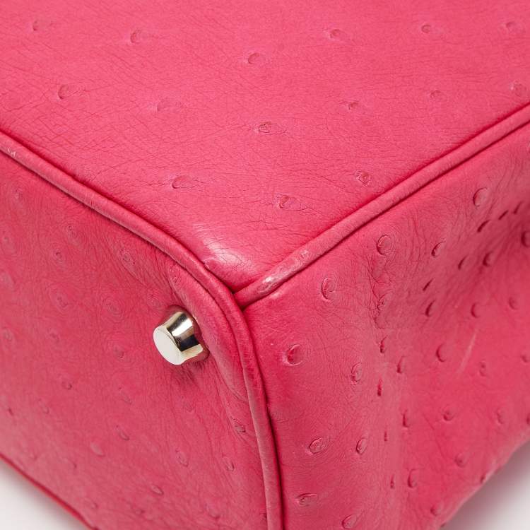 Pre Owned Dior Magenta Ostrich Medium Diorissimo Tote