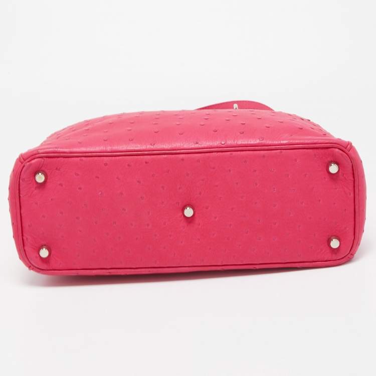 Pre Owned Dior Magenta Ostrich Medium Diorissimo Tote