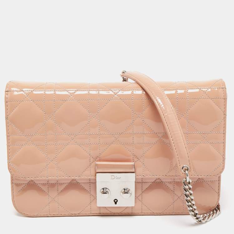 Dior Pink Cannage Patent Leather Miss Dior Promenade Chain Pouch