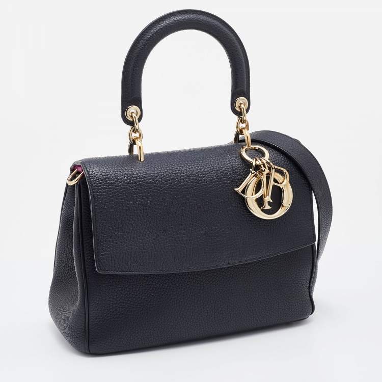 Pre Owned Dior Black Leather Small Be Dior Flap Top Handle Bag