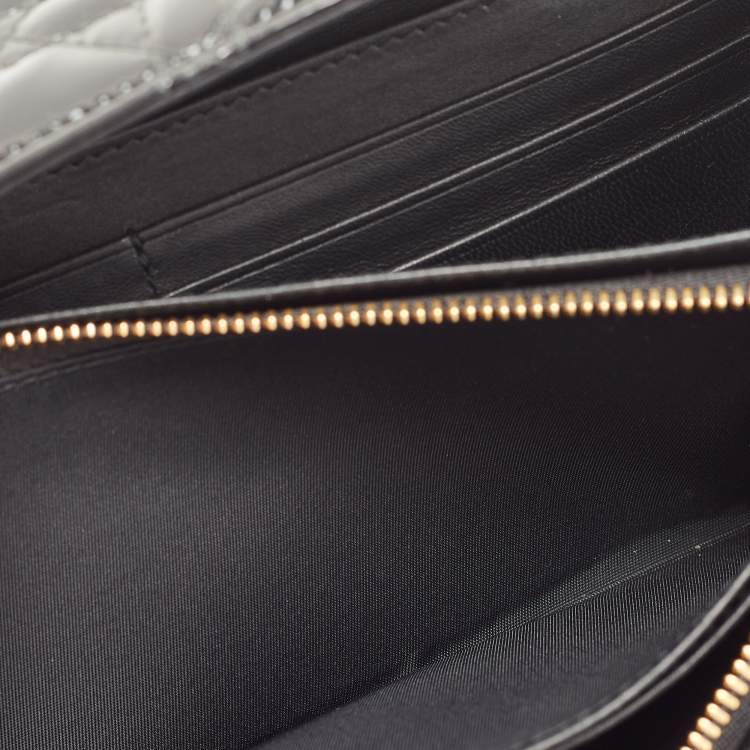 Pre Owned Dior Black Cannage Patent Leather Lady Dior Rendezvous Wallet on Chain