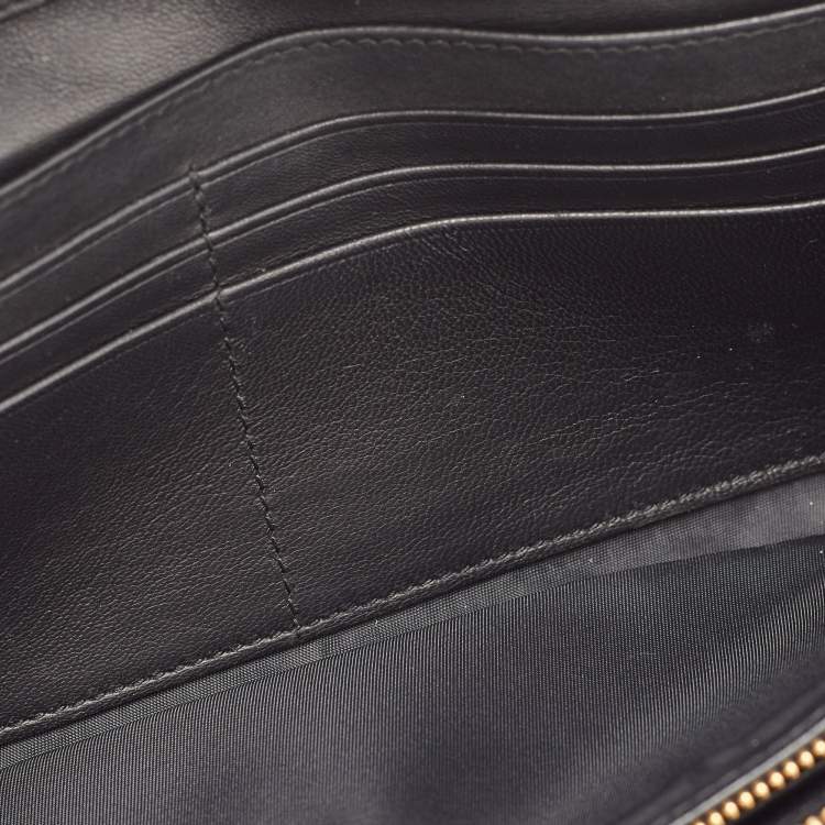 Pre Owned Dior Black Cannage Patent Leather Lady Dior Rendezvous Wallet on Chain