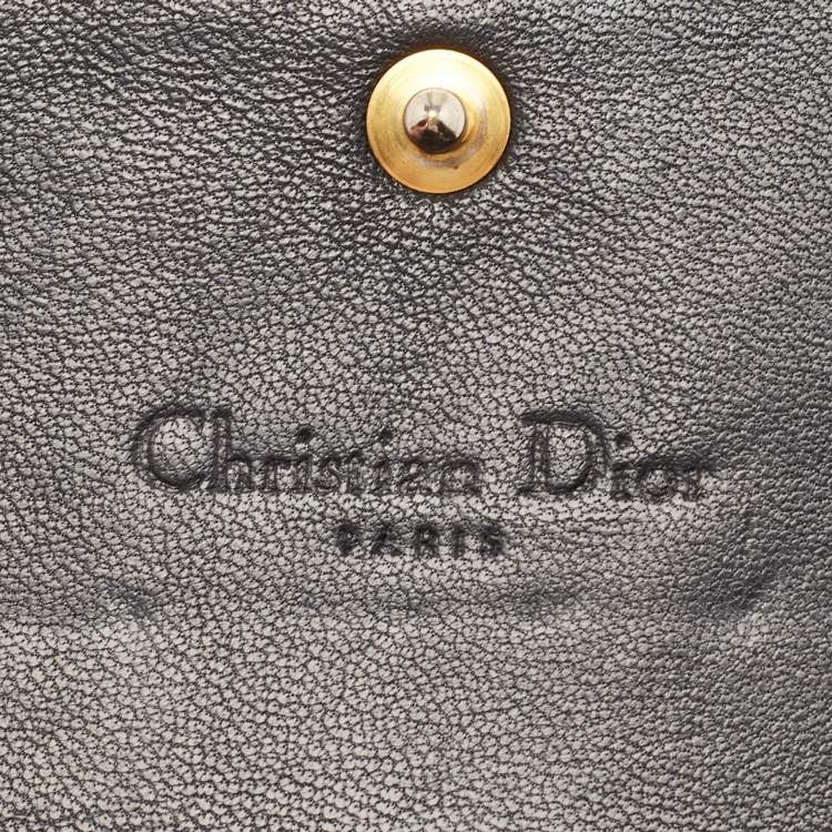 Pre Owned Dior Black Cannage Patent Leather Lady Dior Rendezvous Wallet on Chain