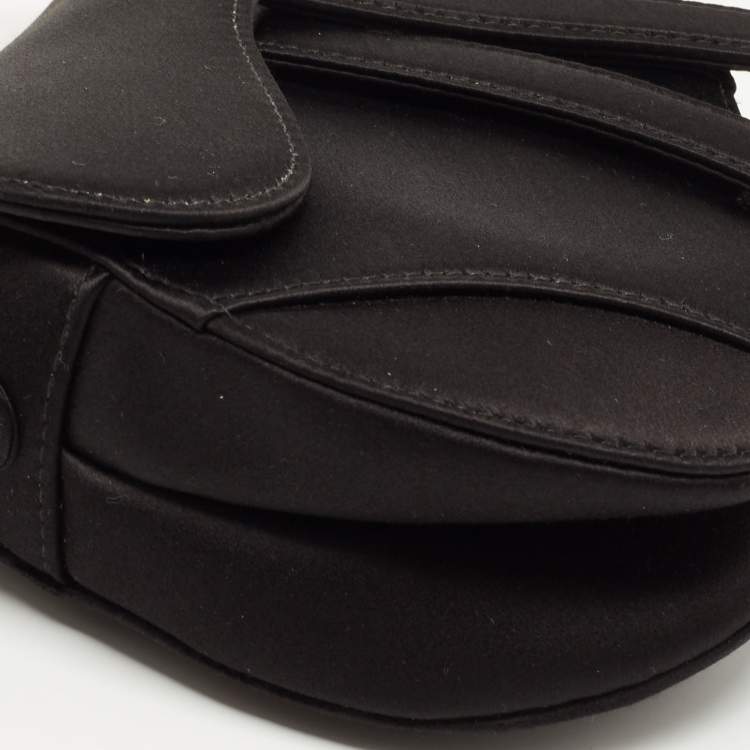 مملوكة مسبقًا Dior Black Satin Mini Crystal Embellished Saddle Bag